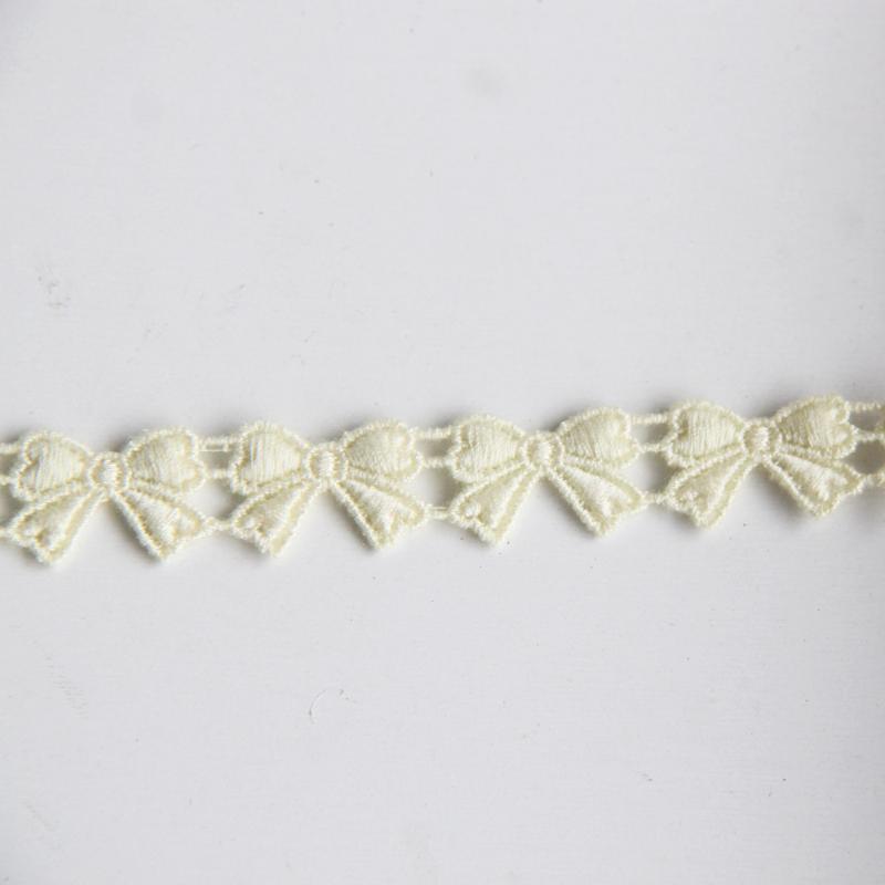 2Yard/Lot Bowknot Embroidered Water Soluble Lace Ribbon DIY Apparel Sewing Fabric Black White Handmade Crafts 1cm Wide