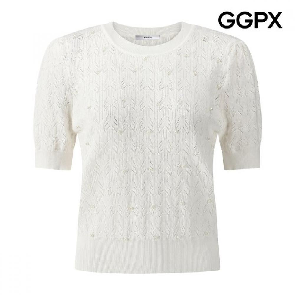 Ggpx New York Round Neck Ribbed Punching Pearl Knit Gq5kp033f beige/F