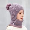 Wool Knitted Women Wool Knitted Hat Thick Face Warmer Pompoms Cap Windproof Winter Ski Hat