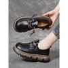 Real soft leather loafers women's British style spring and autumn 2025 new thick-soled lace-up versatile soft-soled small leather shoes