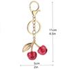 Cute Bling Bling Resin Cherry Pendant Keychains for Women Girls Lovely Cartoon Fruit Keyring Backpack Bag Car Keys Holder Gifts