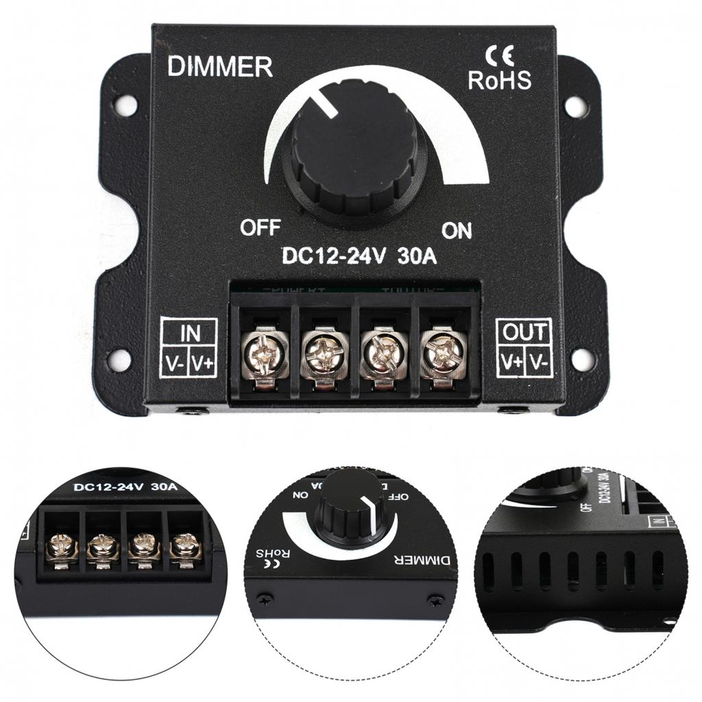 Brightness Adjuster Led Dimmer Power Supply Adjustable DC 12-24V 30A Dimmer Knob
