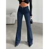 2026 Womens Slim Fit Flared Denim Jeans Casual Streetwear Office Chic Mid-Rise Stretch Cotton Pant