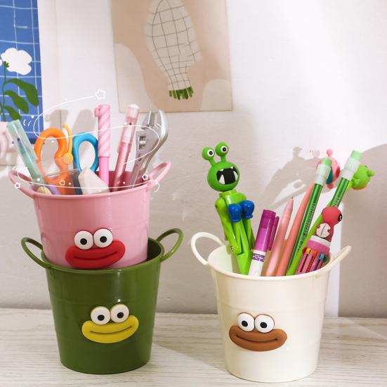 Cartoon Pen Holder Large Capacity Storage Bucket for Pens Pencils Markers Crayons Desktop Storage Box Organizer for Home Office