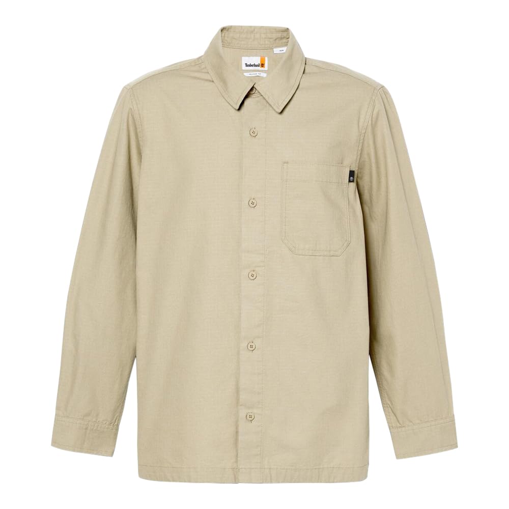 

Timberland Рубашка с длинным рукавом рипстоп светло-коричневая размер M мужская оверрубашка, нубук, (TB0A5QX2DH41)