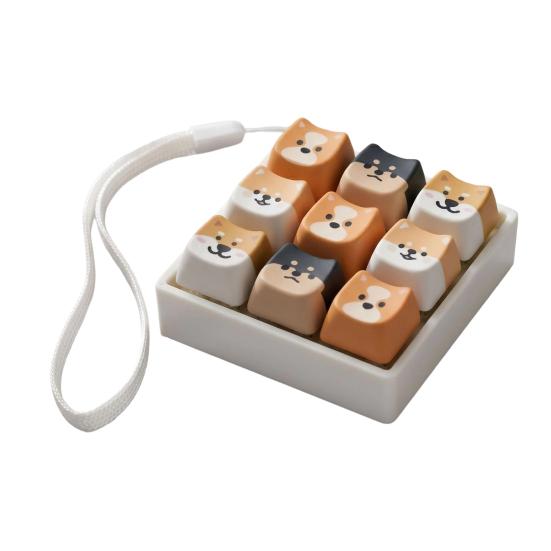 Portable Desk Toy Cartoon Dog Fidget Keyboard Toy, 1/2/3/4/9-Key Push Button Stress Relief Gadgets Mini for Backpack Handbag Purse Charm Keychain