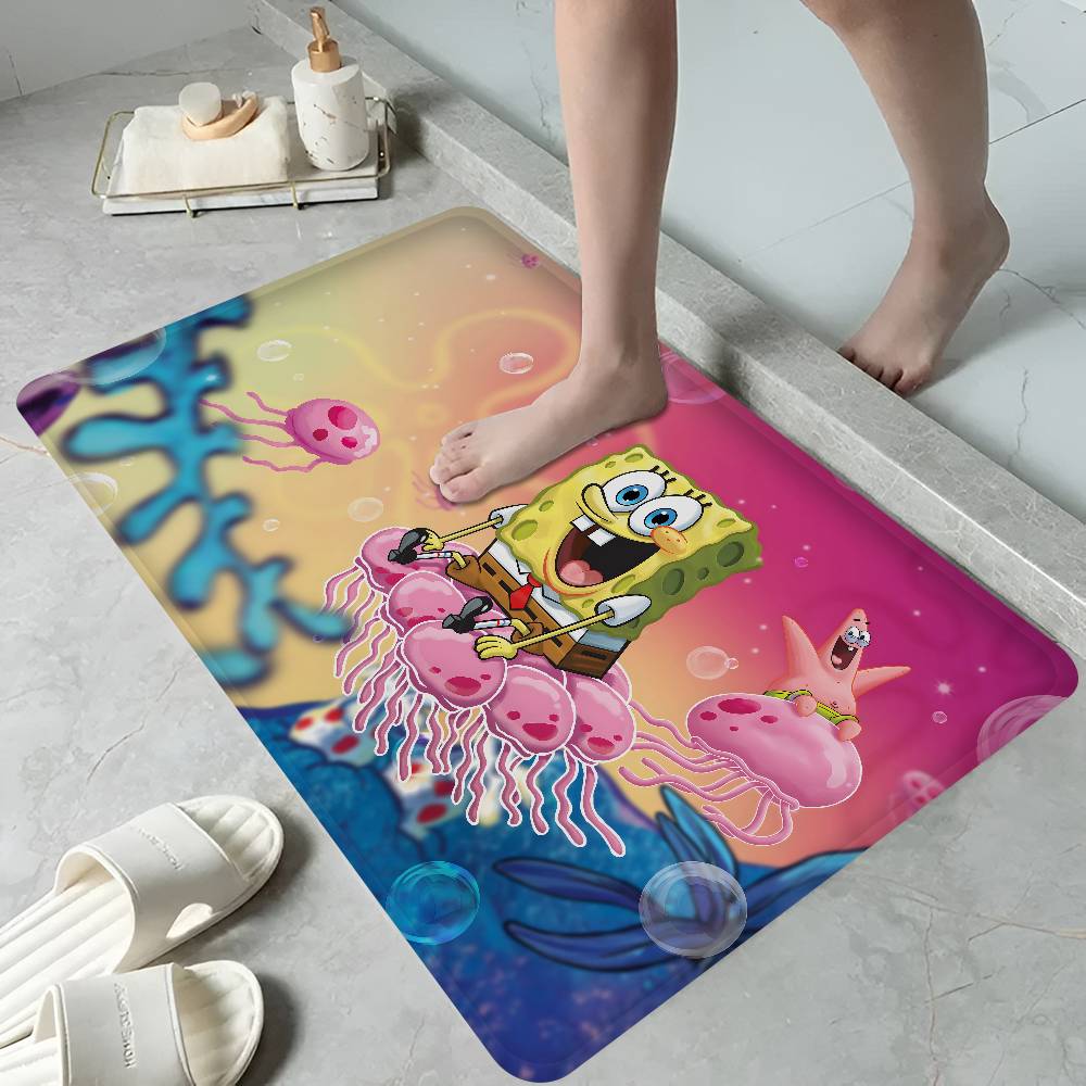 Cartoon S-Sponge-B-Bob Door Mat Nordic Style Bedroom Living Room Doormat Home Balcony Anti-Slip Alfombra