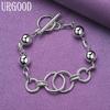925 Sterling Silver Fashion Beaded Bracelet Party Gift Jewelry
