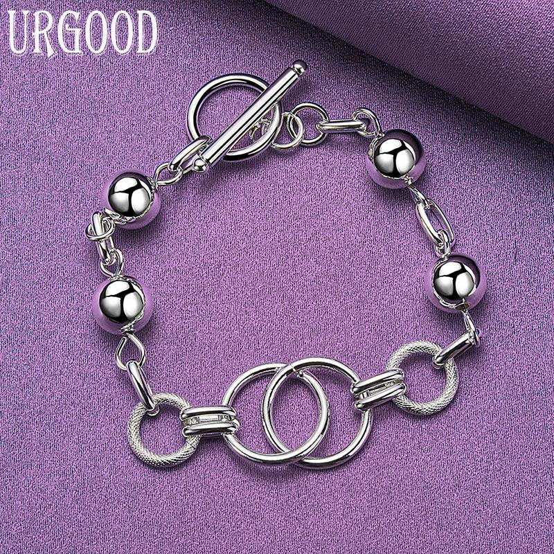 925 Sterling Silver Fashion Beaded Bracelet Party Gift Jewelry