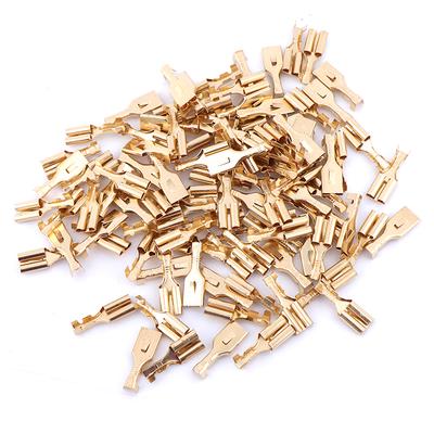 50 x Uninsulated Female Gold 6.3mm Spade Terminal Connectors Crimp Electrical Wire 50 x Uninsulated Female Gold 6.3mm Spade Terminal Connectors Crimp Electrical Wire