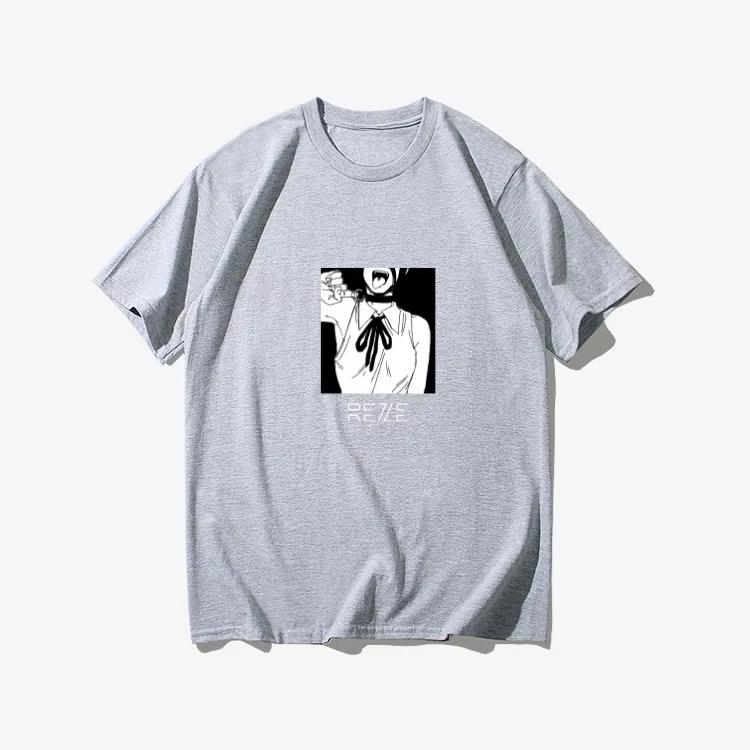 2025 Zima a Podzim Tričko Bombový Ďábel Reze Merchandise Krátký Rukáv Anime Japonský Styl Černé Tričko Oblečení One Piece