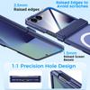 Magnetic Matte Protective Case with Tempered Glass Screen Protector and Hinge Protection for Samsung Galaxy Z Flip 7-Blue