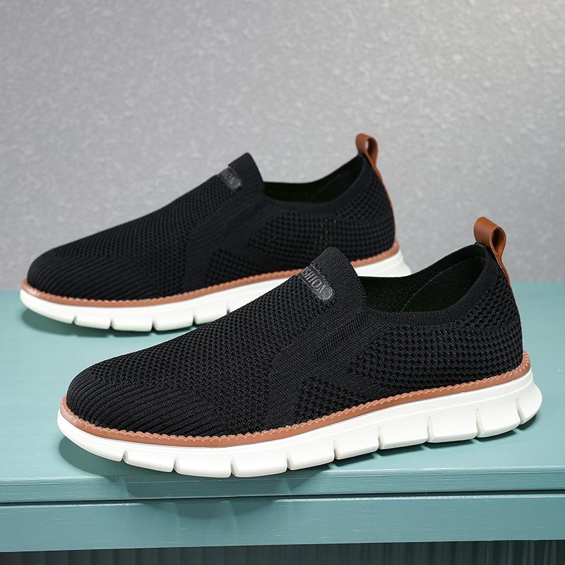 

Fashion Men Flat Bottomed Jogging Breathable Casual Sports Lightweight Mesh Outdoor Walking Comfortable Leisure Loafers Tenis Masculino 39 чёрный