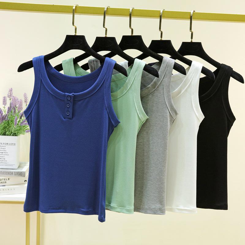 Women's Slim Fit Round Neck Sleeveless Camisole Top - Stretchy, Solid Color, Anti-Exposure Inner Wear