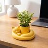 3D Printed Cat Sleeping Flowerpot Plastic Animal Shaped Planter Cat-Shaped Planter Pot  Desktop