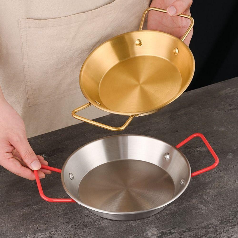 Nonstick Surface Seafood Plate Flat Bottom Snack Plate Heavy Duty Stainless Steel Pan  Home Kitchen