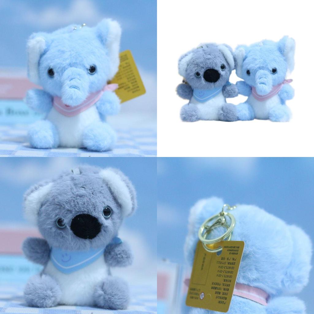Adorable Plush Elephant And Koala Keychain Soft Toy Cute Animal Doll For Bags