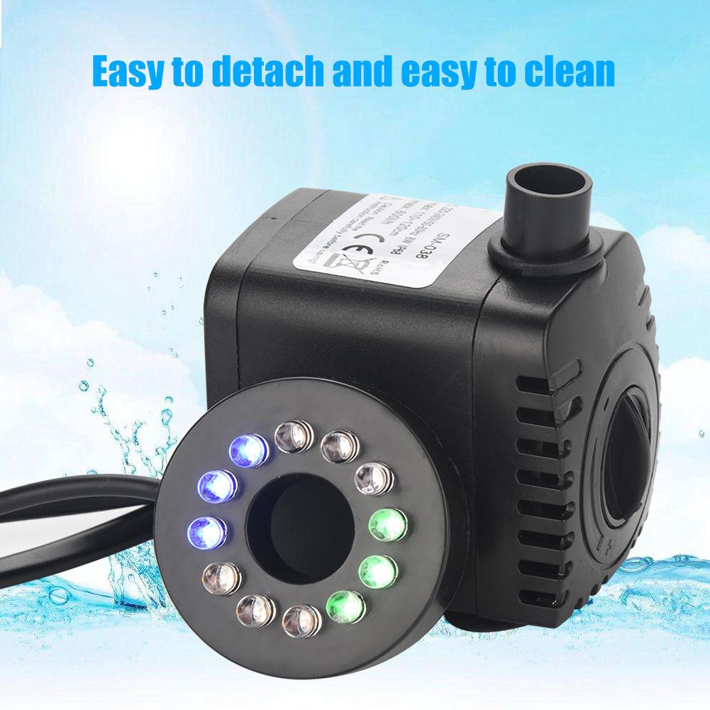 Bomba Sumergible Silenciosa con Luz LED Estanque de Peces Acuario Fuente