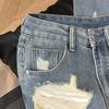 American Hot Girl Slimming Ripped Wide-Leg Summer Denim Pants