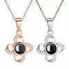 Four-Leaf Clover Love Memory Necklace with 'I Love You' Projection In 100 Languages