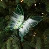 Clip-On Christmas Butterfly Ornaments Flocking Finish Xmas Butterfly Clip Decor  Holiday Party