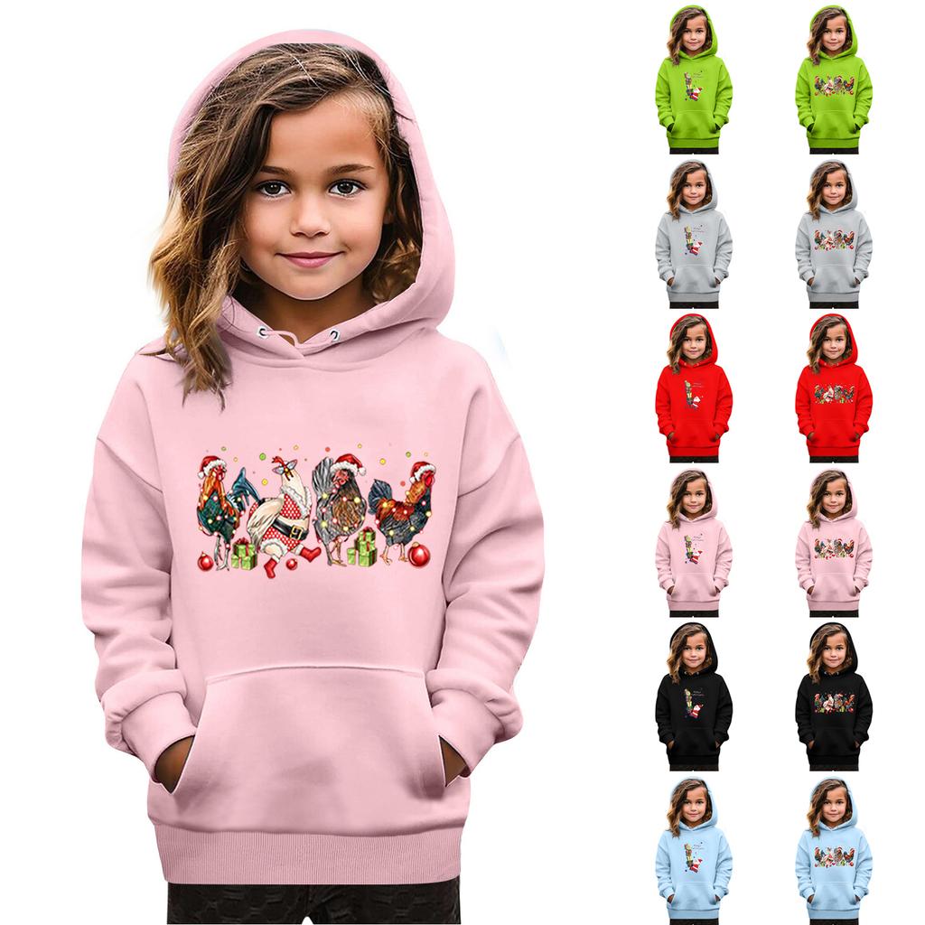 Sweatshirts For Teen Girls Hoodies Long Sleeve Drawstring Pullover Cute Oversized Hoodie Christmas Day