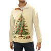 Weihnachtsdruck 3-Knopf - Herren-Sweatshirt mit Stehkragen, lässiger Outdoor-Kapuzenpullover mit Schnalle