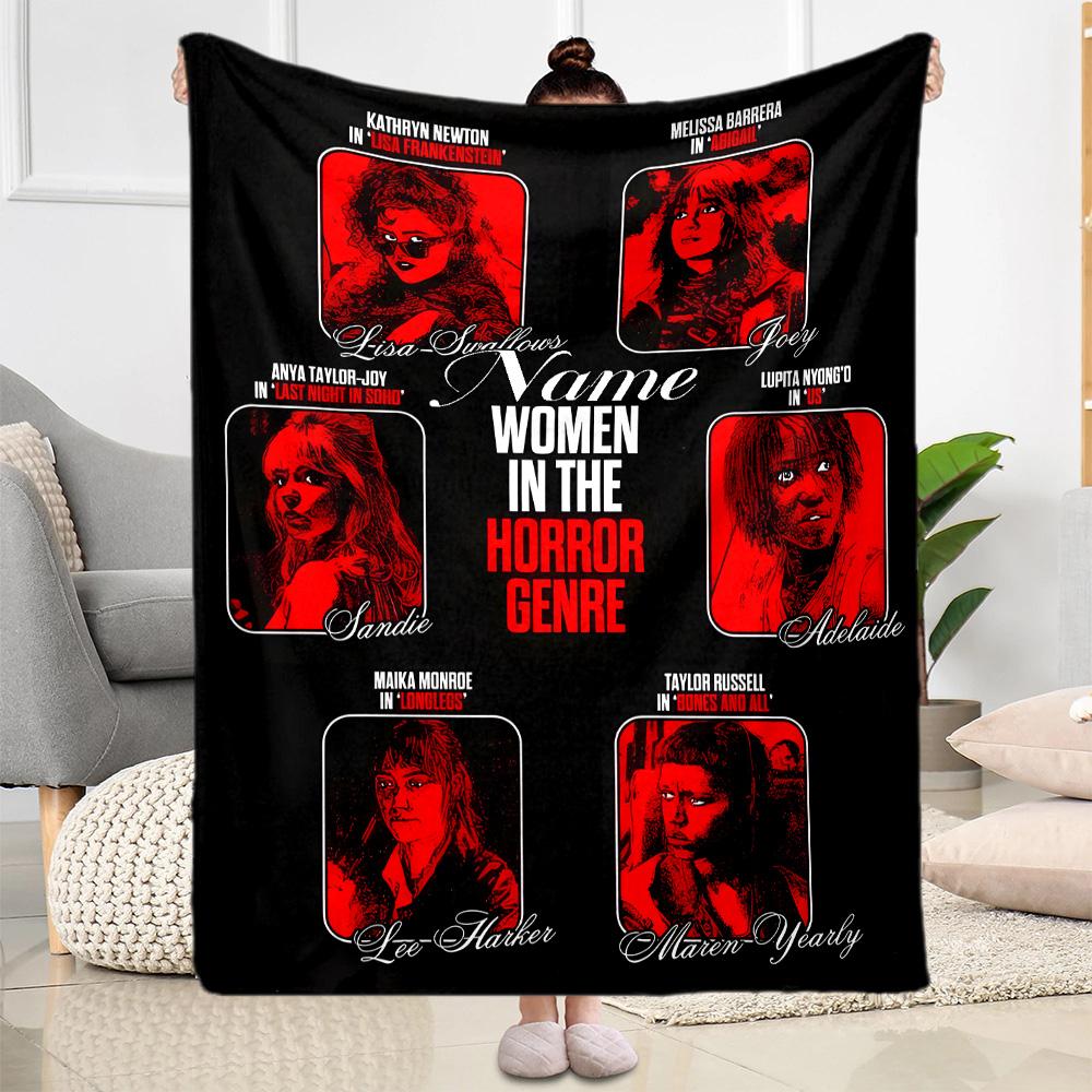 Women Horror Customize Your Name Blanket Multi-purpose Personalized Blanket Soft Warm Cozy Suitable for Sofa Picnics Bedding Office Chair