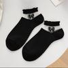 Women's Short Socks for Spring and Summer, Thin Lace Stockings, Sweat-absorbing, Trendy Black Short Boat Socks, Versatile