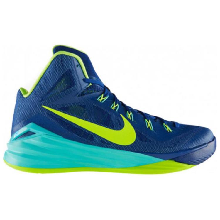 Nike Hyperdunk 2014 Round Tip Fabric Cushioning Slip Resistant High top Basketball Shoes Men's Blue Yellow 653650-473