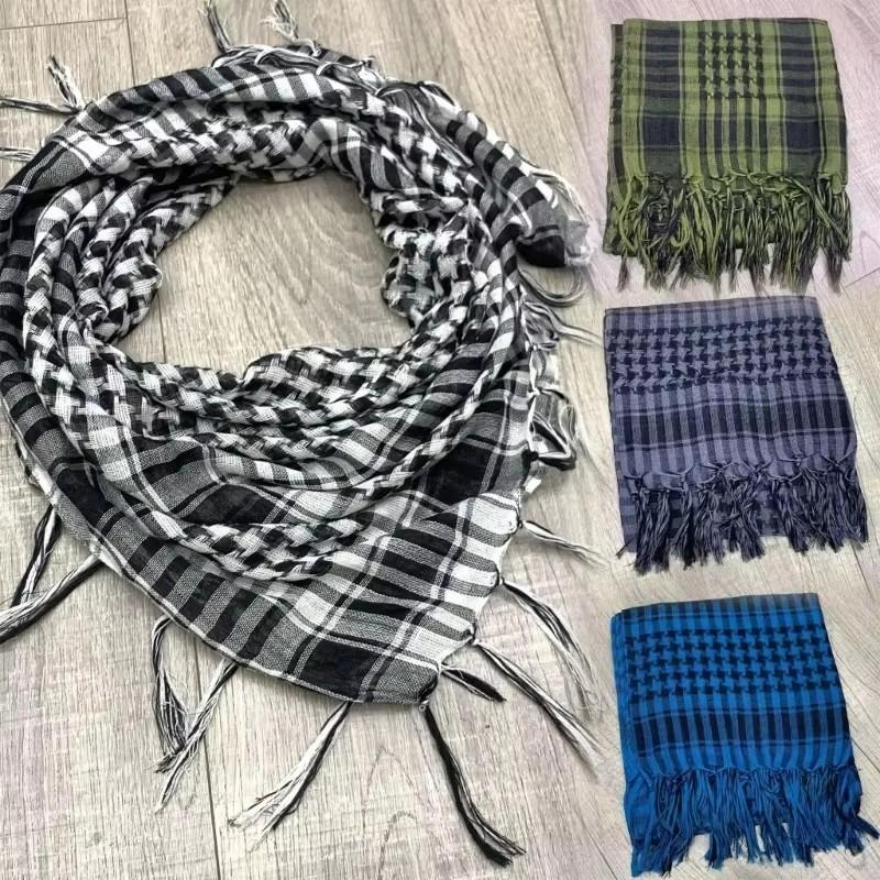123Pcs Tactical Keffiyeh Shemagh Arab Scarf Shawl Neck Cover Head Wrap Cotton Winter Scarves Men'S Outdoor Hiking Shawl