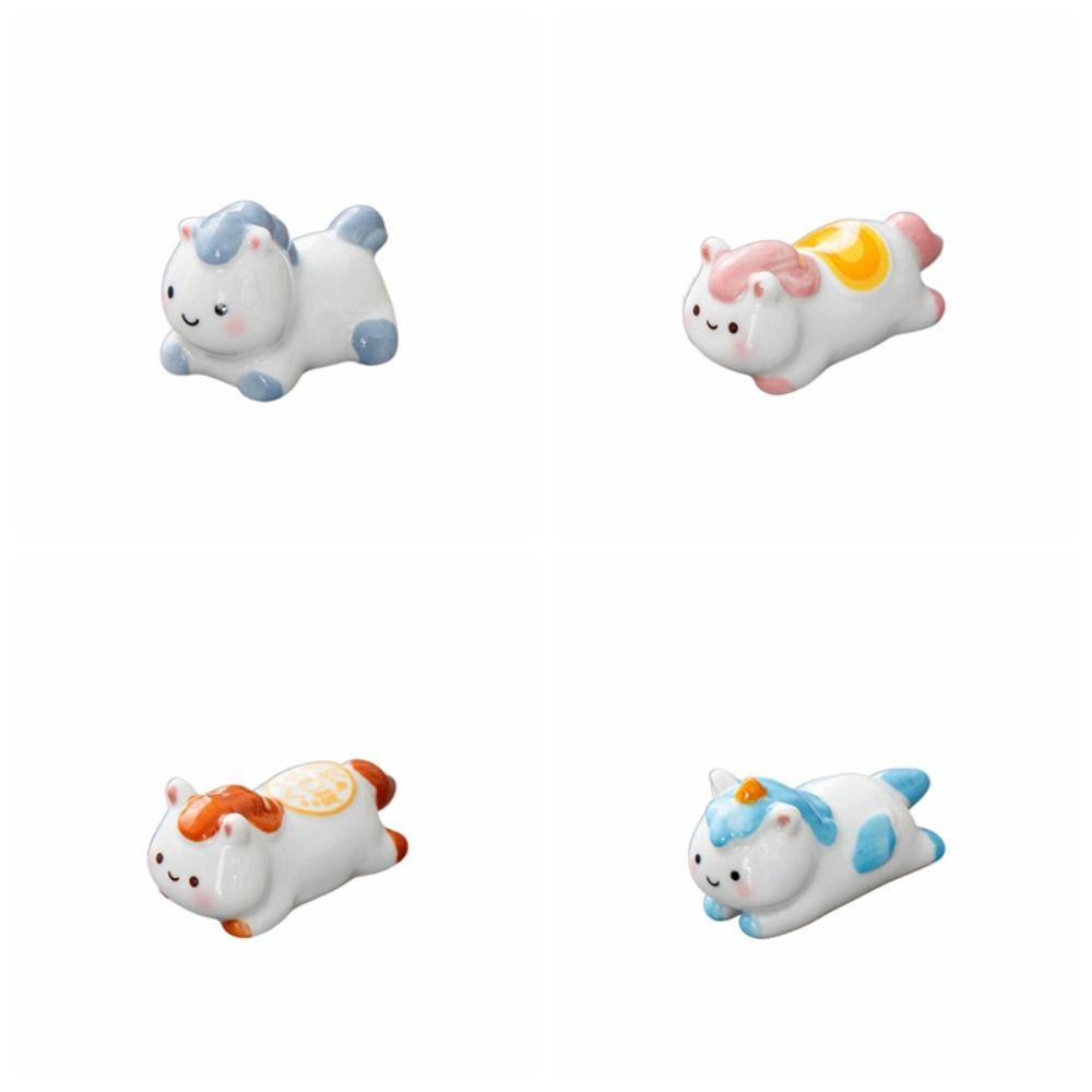 Practical Ceramic Horse Chopstick Rest Cartoon Cute Chopsticks Holder Kawaii Table Decor Spoon Rack Holder Kitchen