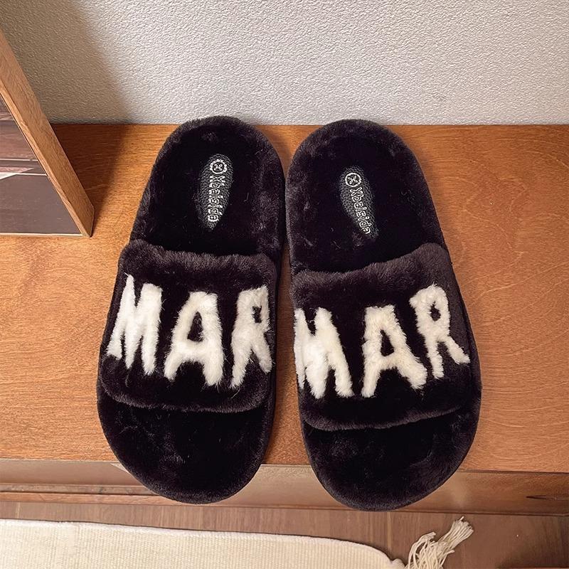 

Xiaoxiangfeng fluffy slippers women s autumn and winter wear piled thick bottom Internet celebrity 2025 new high-end niche cotton slippers 35 чёрный