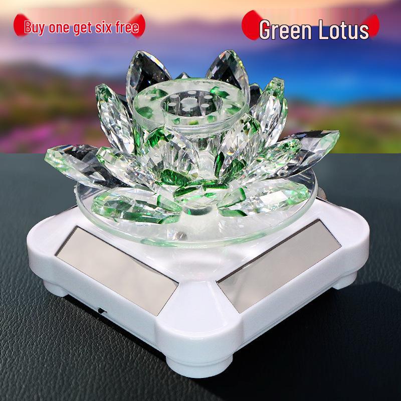 Rotating Crystal Lotus Solar Car Air Freshener & Aromatherapy Ornament