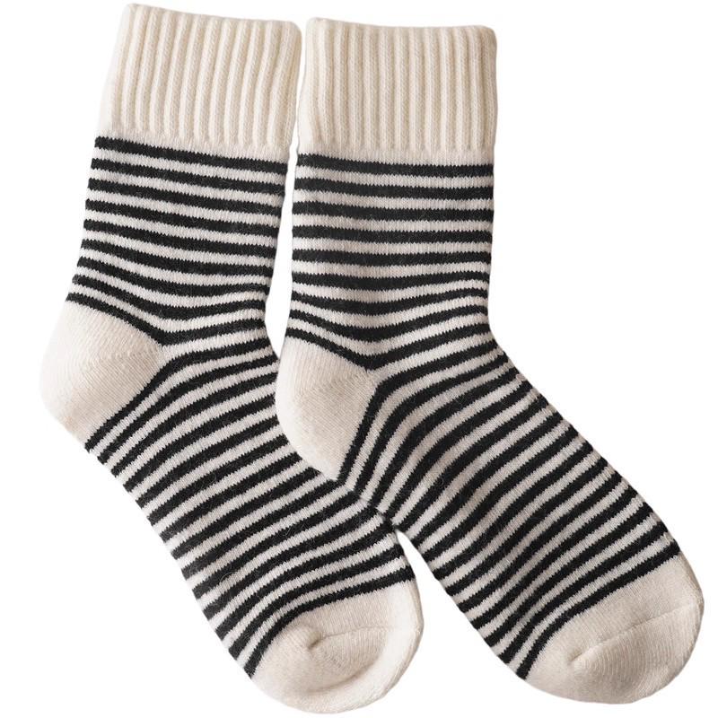 Women's Striped Fluffy Winter Socks - Warm, Thick, and Soft for Home & Sleep