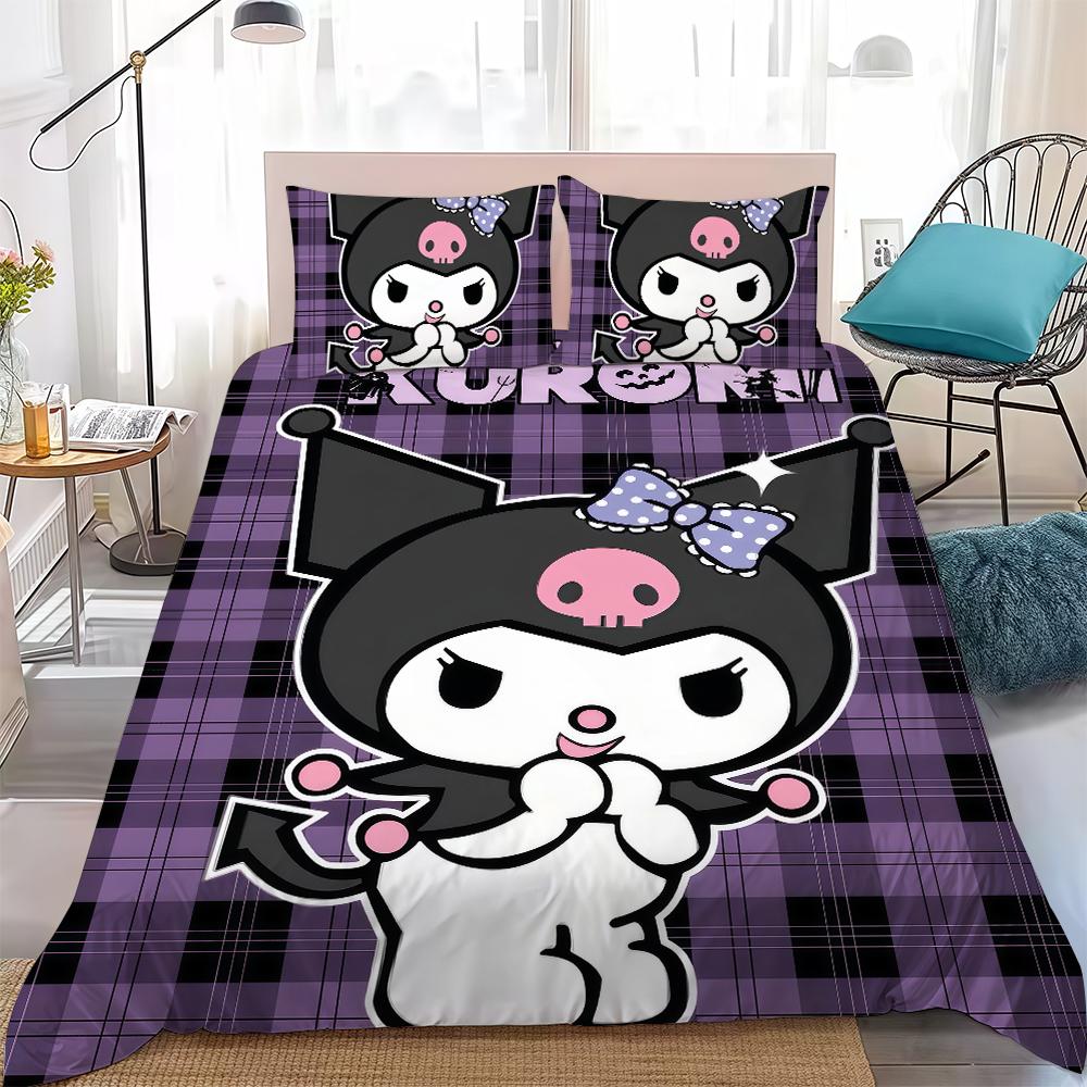 

K-KuromiS Cool Cute Duvet Cover Set Home Style Bedding Soft Laundry Cotton Bed 3 Piece Set Student Dormitory Gift 135x200cm