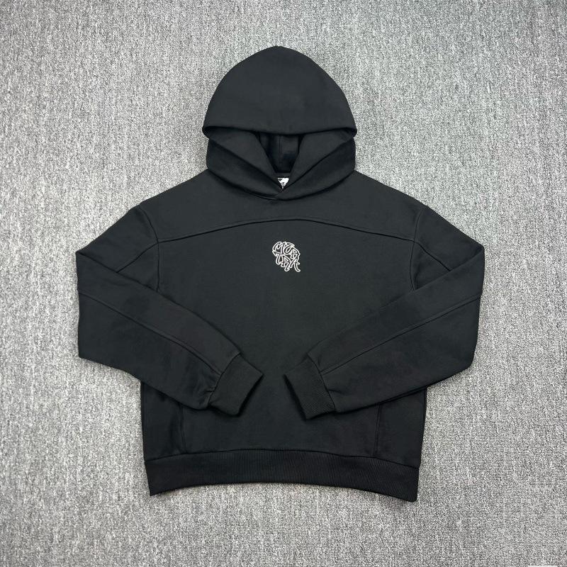 Mertra Patchwork Doppelhut Fleecegefütterter Hoodie & Lässige Hose Set für Damen und Herren - Herbst High Street Stil