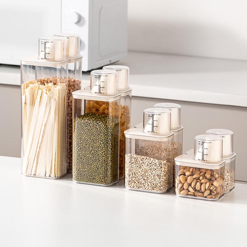 Transparent Sealed Food Storage Jar with Measuring Cup