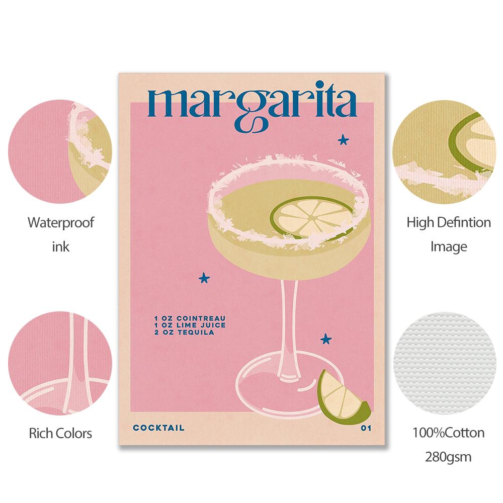Margarita Martini Cocktail Bar Prints and Posters Retro Aesthetic Wall Art Pictures Kitchen Shop Club Decor Canvas Painting