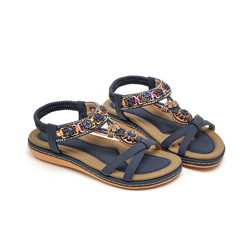 Women's Soft Sole Beach Shoes 2025 Summer New Rhinestone Sandals Lightweight Comfortable Outdoor Non Slip Casual Shoes