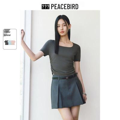 Peacebird Women's Lightweight U-Neck Knit Short Sleeve Top