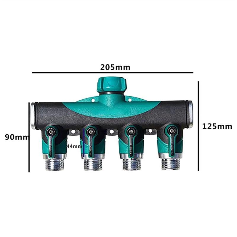 SHGO-Garden Hose 3/4" 4-Way Tap Connector Pipe Splitter Plastic Drip Irrigation Water Connection Agricultural New EU Plug