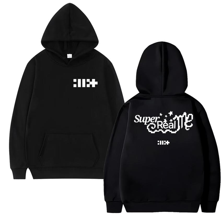 

Korea Kpop ILLIT Band Album Super Real Me Double Sided Print Hoodie Men Women Trend Y2k Pullover Unisex Casual Cotton Sweatshirt S