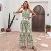 Summer One-piece Printed One-piece Swimsuit Sleeveless Necktie Beach Style One-piece Women's Dress