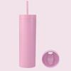 1 Set 450ml Colored Plastic Tumbler Anti-dropping Straw Double Layer Juice Coffee Straw Cup for Home