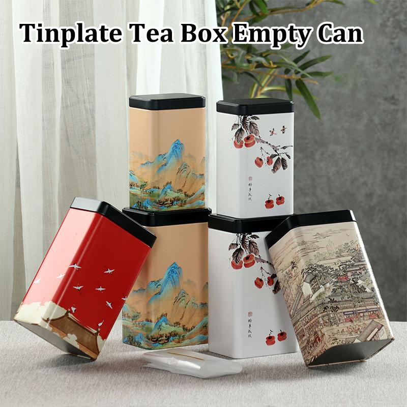 Tin Plate Storage Box Sealed Tea Caddy Small Square Coffee Jar Tea Leaves Container Cans Small Tinplate Spices Storage Boxes