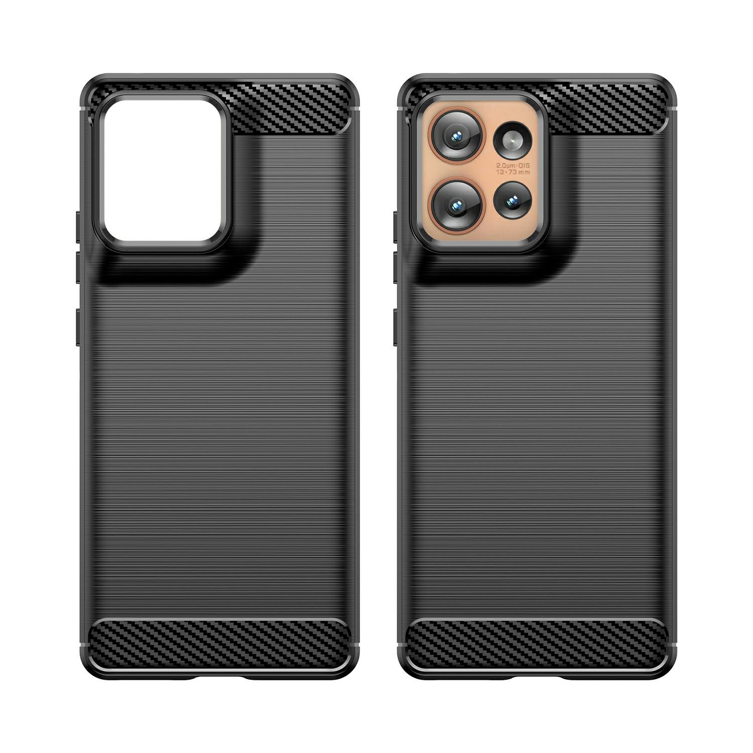 

For Motorola Edge 50 5G Case Carbon Fiber Texture TPU Brushed Phone Cover Blue