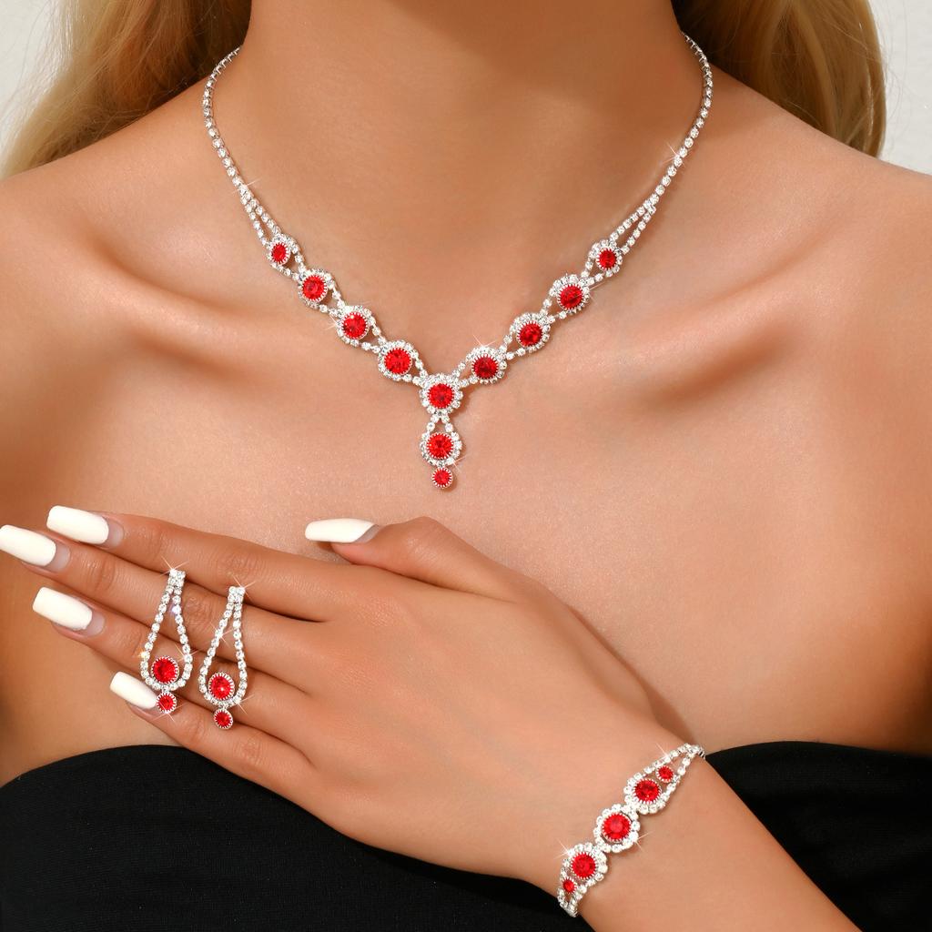 4PC Women's Fashion Copper Claw Chain Sunflower Necklace Earrings Bracelet Zircon Set Wedding Banquet Party Holiday Gift