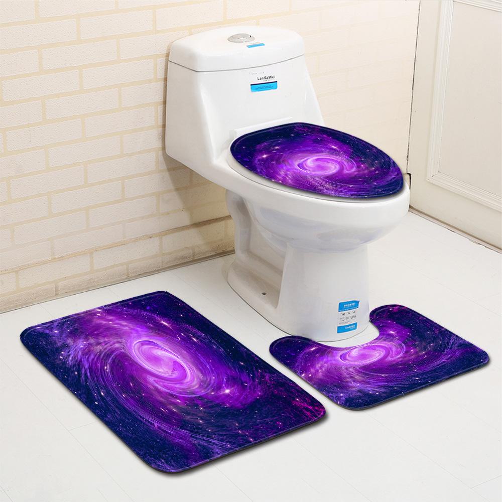Fashion Painted Toilet Three-Piece Floor Mat Bathroom Door Mat Coffee Table Sand Carpet