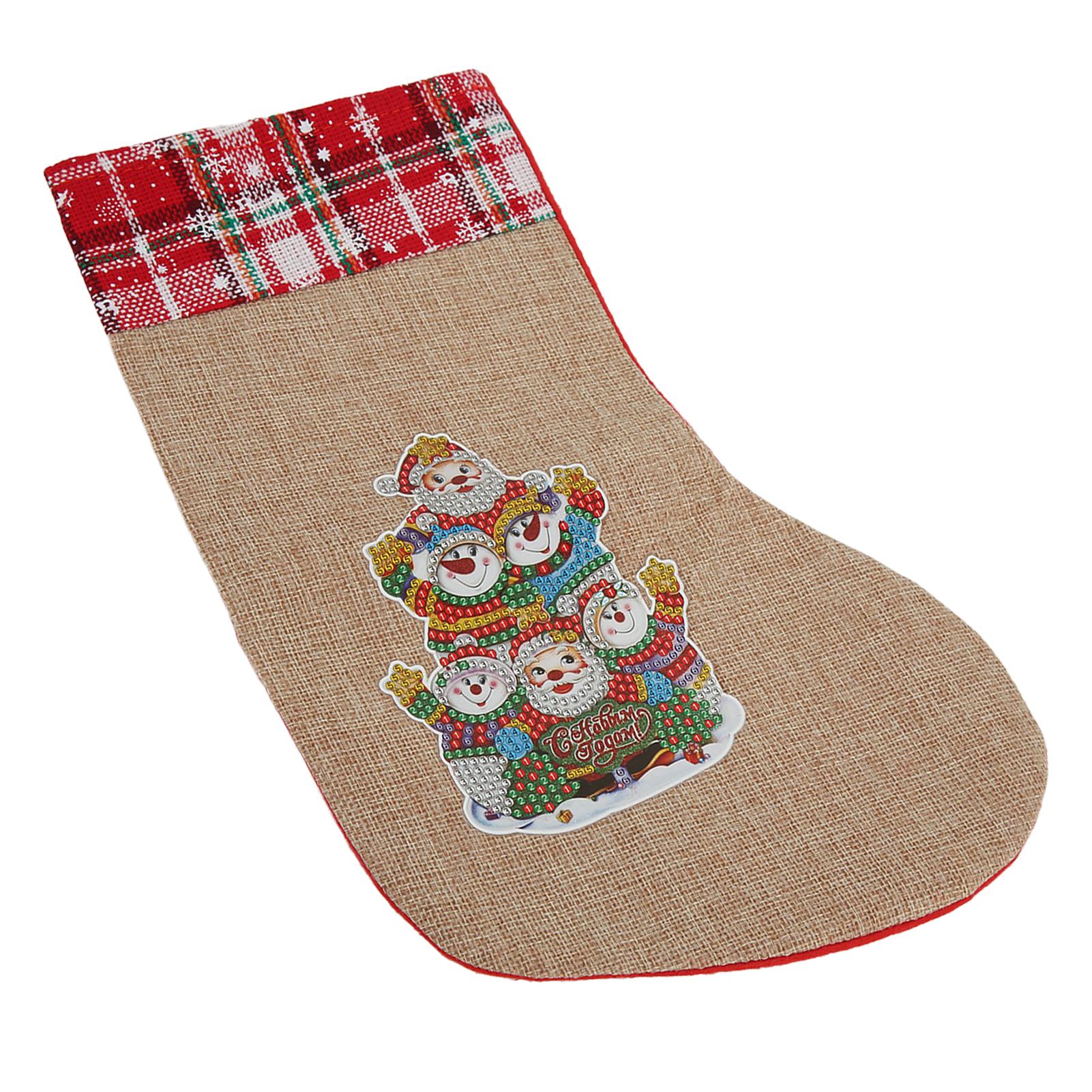 DIY Christmas Sock Cute Cartoon Pattern Christmas Socks Rhinestone Painting for DIY Craft Decoration Gift